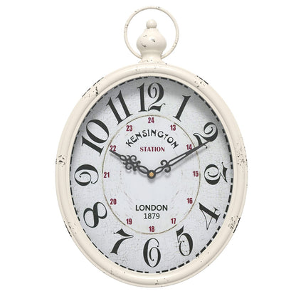 Menterry Large Oval Retro Wall Clock, Rustic Vintage Style, Antique Black