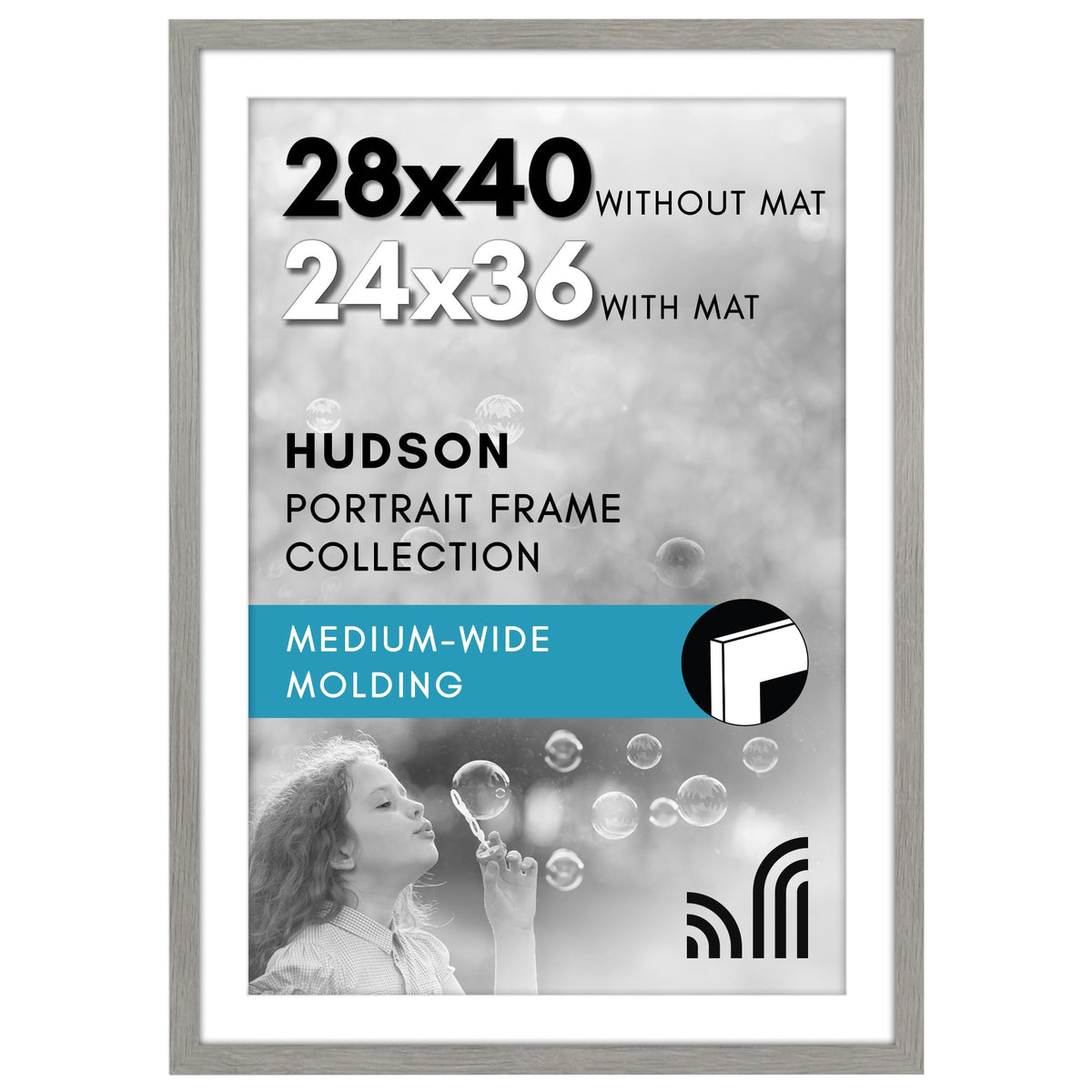 Americanflat 22x28 Poster Frame - Matted to 18x24 - Engineered Wood - Black
