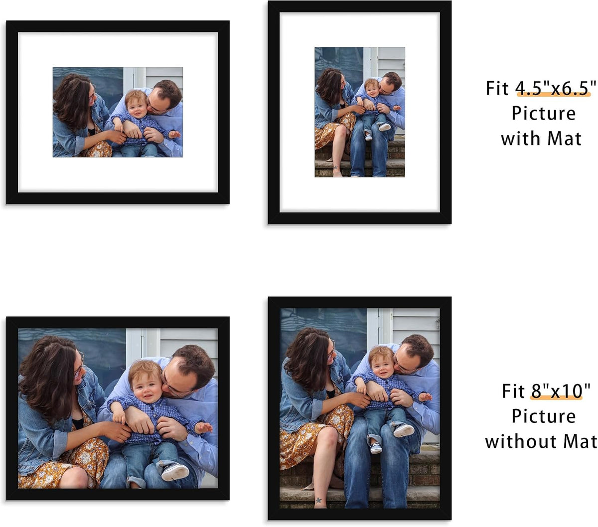 Picrit 8x10 Picture Frame Set of 12, Modern Gallery Wall Frames, Black