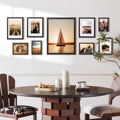 HappyHapi 4x6 Picture Frame Set of 5, Wall or Tabletop Display, Black
