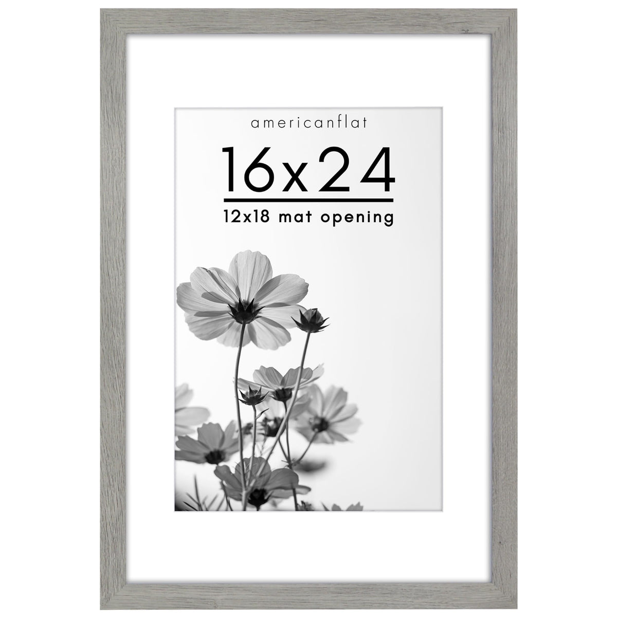Americanflat 22x28 Poster Frame - Matted to 18x24 - Engineered Wood - Black