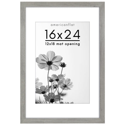 Americanflat 22x28 Poster Frame - Matted to 18x24 - Engineered Wood - Black