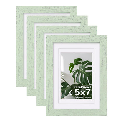 Egofine 8x10 Picture Frames Set of 4, Made of Solid Wood Covered by Plexiglass 4x6 and 5x7 with Mat or 8x10 without Mat, for Table Top Display and Wall Mounting Photo Frame White