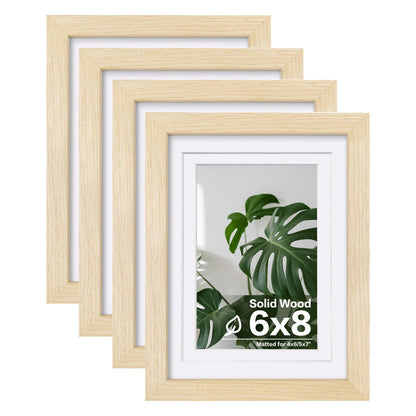 Egofine 8x10 Picture Frames Set of 4, Made of Solid Wood Covered by Plexiglass 4x6 and 5x7 with Mat or 8x10 without Mat, for Table Top Display and Wall Mounting Photo Frame White