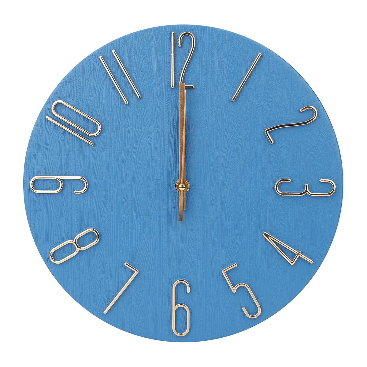 Wall Clock 12 Inch Silent Non-Ticking Imitation Wood Indoor Clock Round White Decor Clock Modern 3D Figures Quartz Wall Clocks for Home, Hotel, Office, School, Bedroom, Living Room, Kitchen