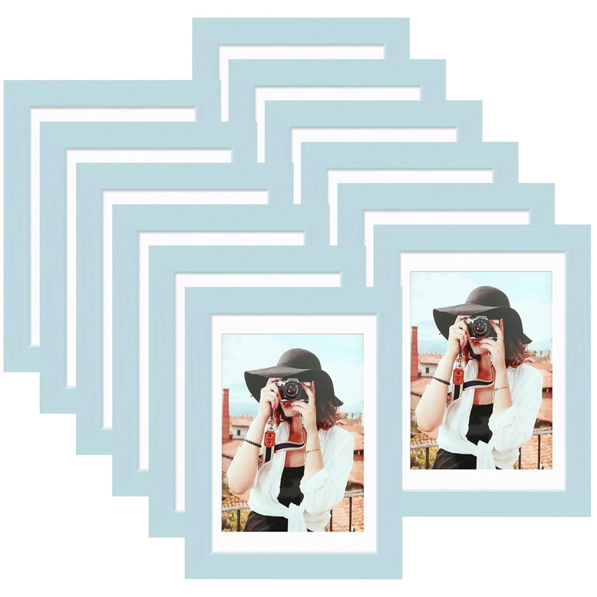 Picrit 8x10 Picture Frame Set of 12, Modern Gallery Wall Frames, Black