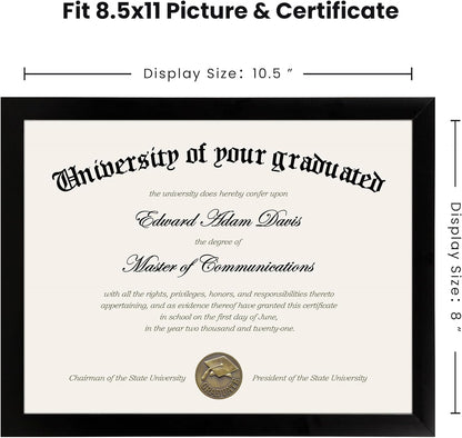 upsimples Certificate Frame, 8.5 by 11 Glass Diploma Frames, 5 Pack, Black