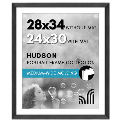 Americanflat 22x28 Poster Frame - Matted to 18x24 - Engineered Wood - Black