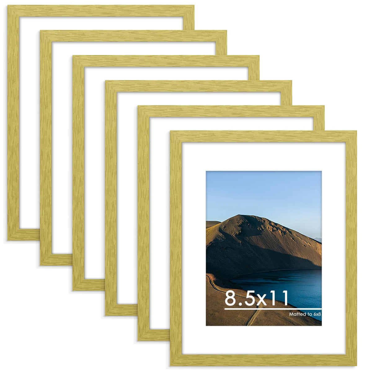 PEALSN 8x10 Picture Frame Set of 6,Wall or Tabletop Display,Black Woodgrain