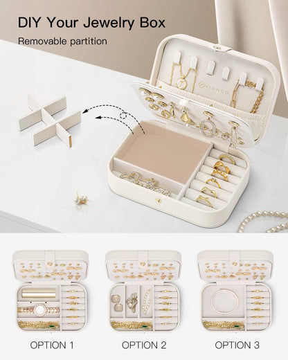 VLANDO Travel Jewelry Case, Portable Jewelry Earring Box Organizer