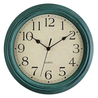 Foxtop 12 Inch Retro Wall Clock Round Silent Battery Operated Clock, Bronze