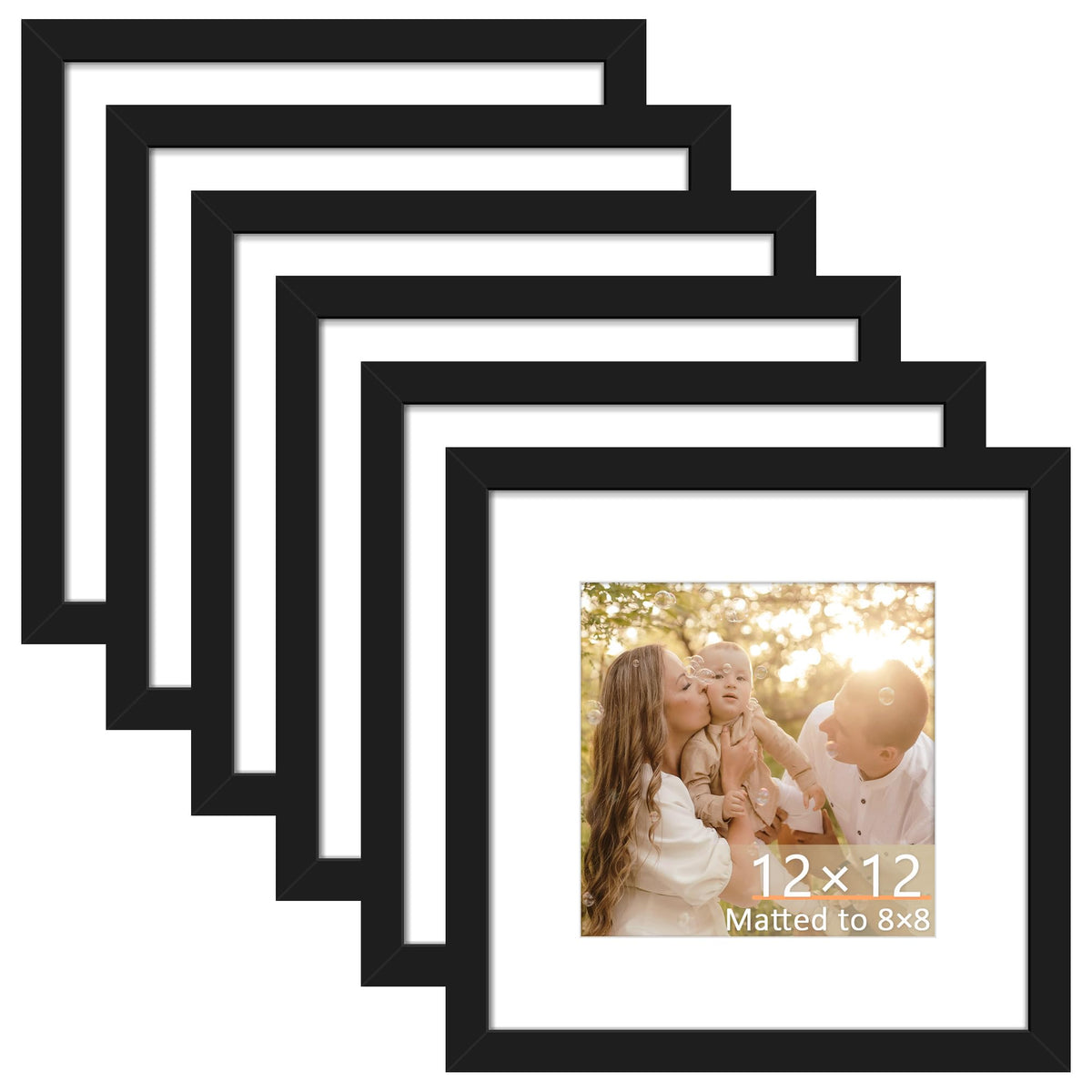 PEALSN 8x10 Picture Frame Set of 6,Wall or Tabletop Display,Black Woodgrain