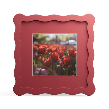 4x6 Picture Frame with Mat for 3.5x5, Wavy Edge Wooden Real Glass Photo Frame for Tabletop and Wall Hanging, Green, 1 Pack
