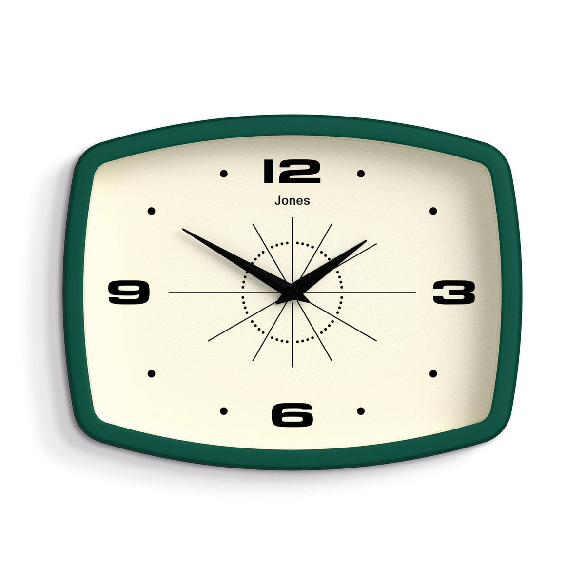 JONES CLOCKS® Movie wall Clock | Rectangular Retro Clock | 10" | Orange