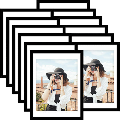 Picrit 8x10 Picture Frame Set of 12, Modern Gallery Wall Frames, Black