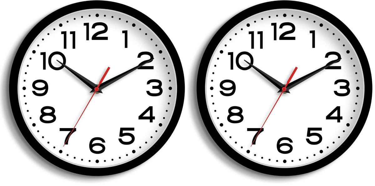 Roymnie 10 Inch Wall Clock, Battery Operated Silent Non Ticking Black
