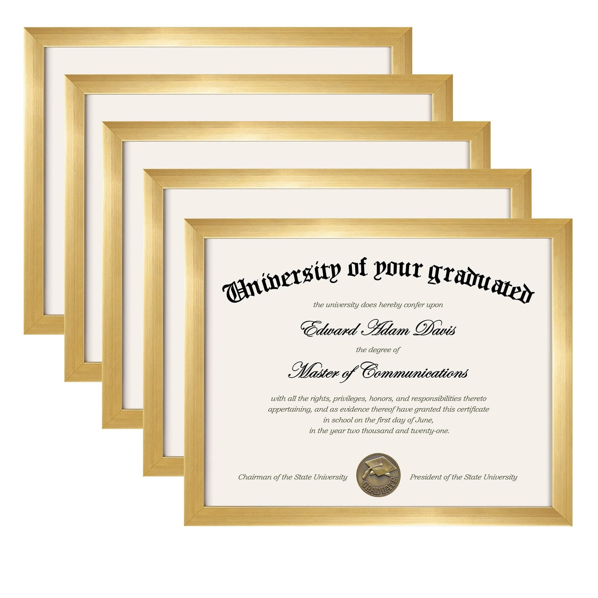upsimples Certificate Frame, 8.5 by 11 Glass Diploma Frames, 5 Pack, Black