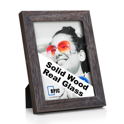 RPJC 5x7 Solid Wood Picture Frame with Real Glass Cover Black