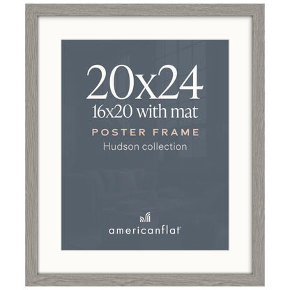Americanflat 22x28 Poster Frame - Matted to 18x24 - Engineered Wood - Black
