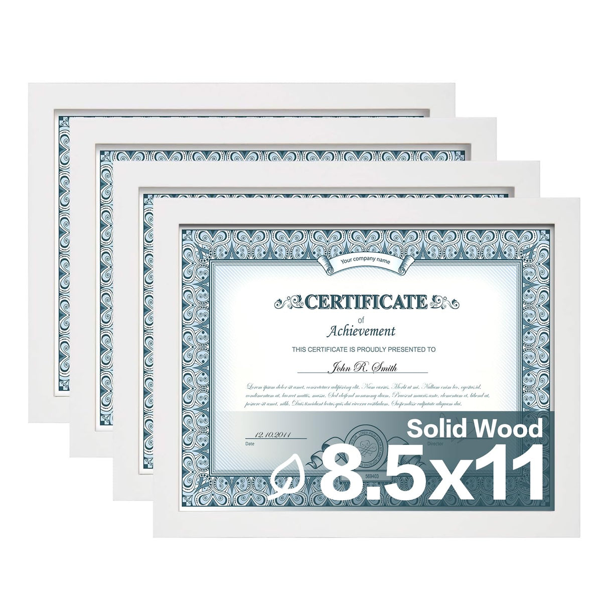 Egofine 8x10 Picture Frames Set of 4, Made of Solid Wood Covered by Plexiglass 4x6 and 5x7 with Mat or 8x10 without Mat, for Table Top Display and Wall Mounting Photo Frame White