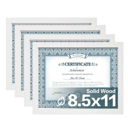 Egofine 8x10 Picture Frames Set of 4, Made of Solid Wood Covered by Plexiglass 4x6 and 5x7 with Mat or 8x10 without Mat, for Table Top Display and Wall Mounting Photo Frame White
