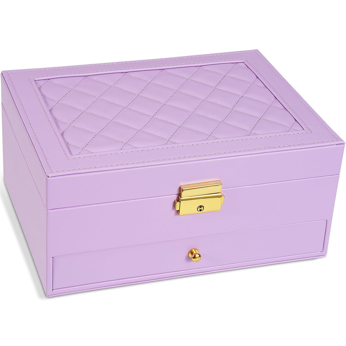 GUOER Jewelry Box for Women Girl Wife - Large PU Leather Jewelry Organizer Storage Case with Two Layers Display for Earrings Bracelets Rings Watches Mothers Day Gifts (Black)