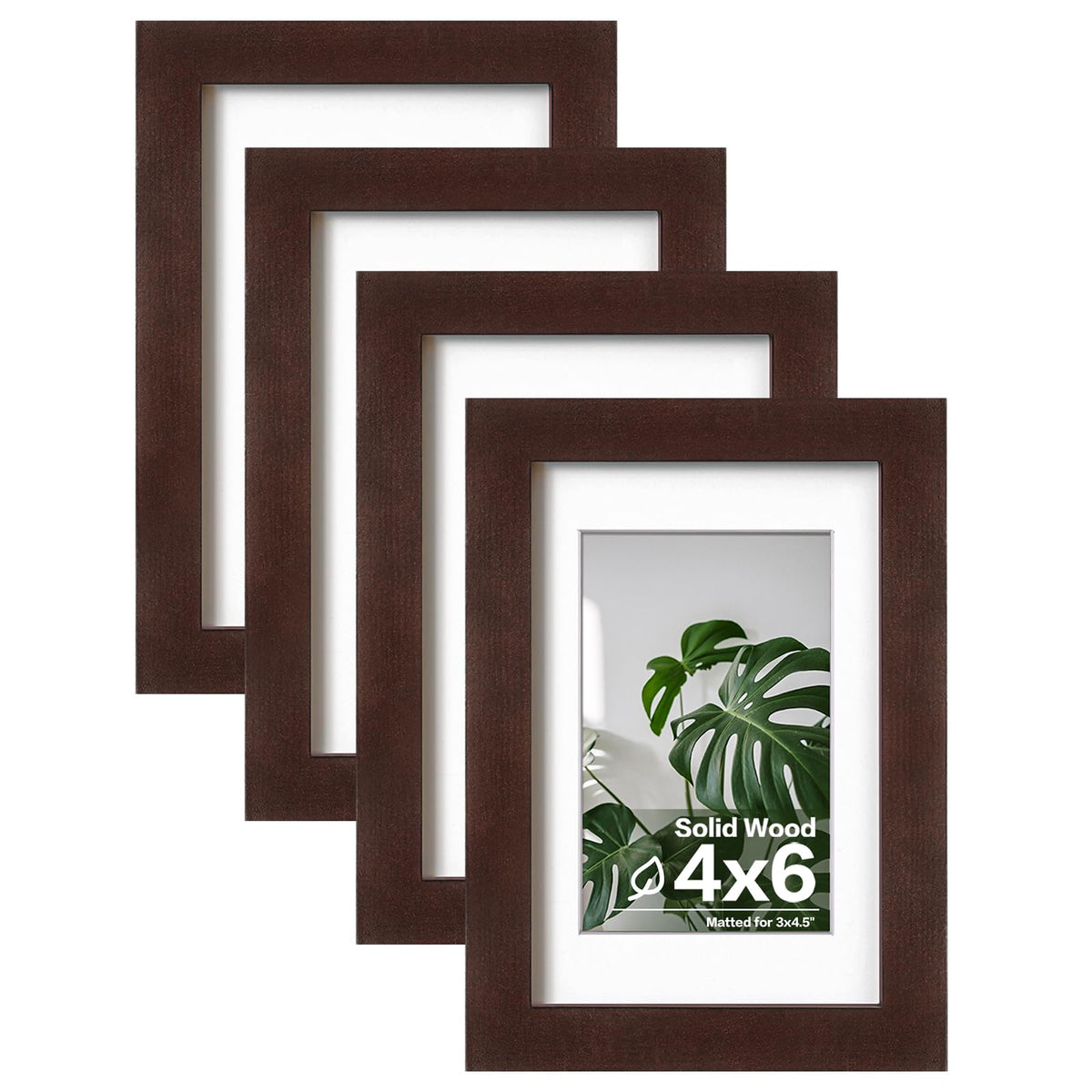 Egofine 11x14 Picture Frames 4 Pack Display Pictures 5x7/8x10 with Mat or 11x14 Without Mat Made of Solid Wood Covered by Plexiglass for Table Top Display and Wall Mounting Photo Frame, Light Brown
