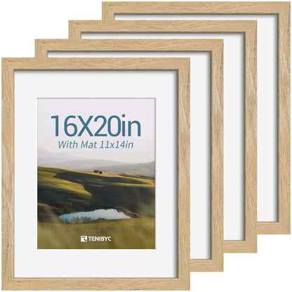 5x7 picture frame 4 Pack, 4x6 Mat, Black Wood, Glass, for Photo