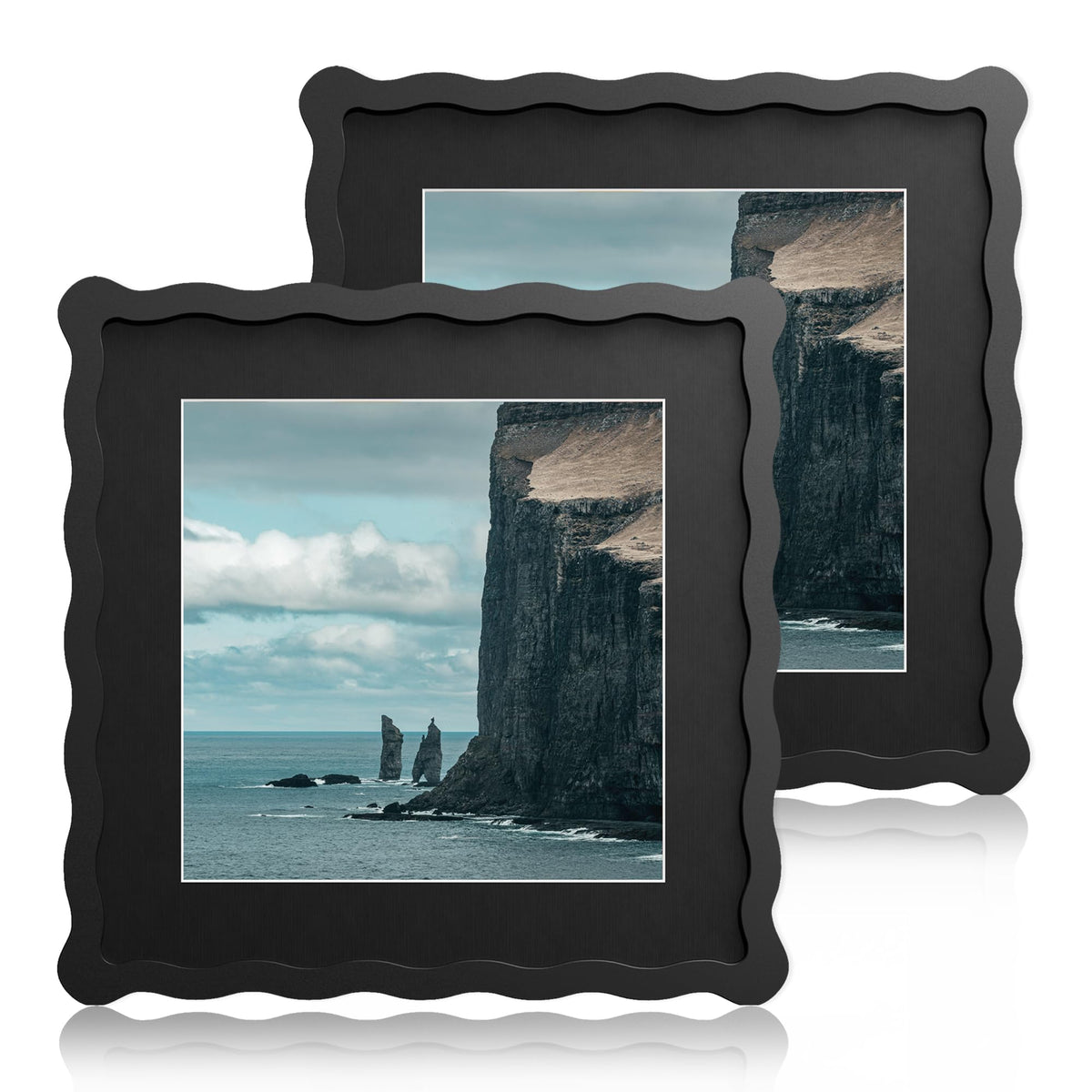 5x7 Wavy Picture Frame with 4x6 Mat, 5 x 7 Wood Frame, Real Glass