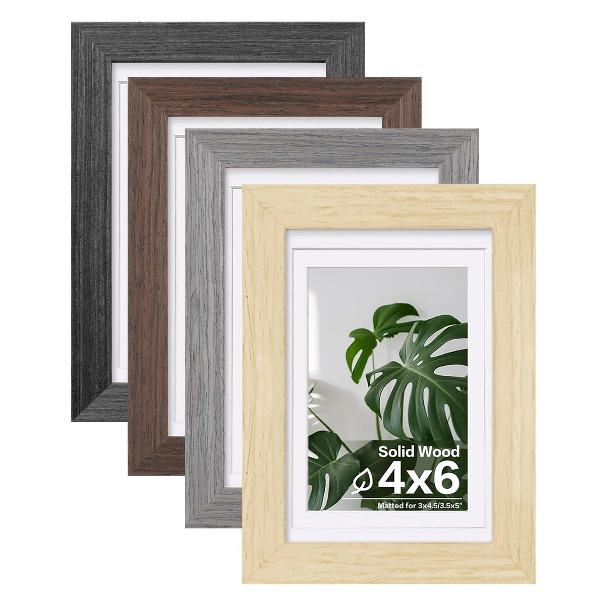 Egofine 8x10 Picture Frames Set of 4, Made of Solid Wood Covered by Plexiglass 4x6 and 5x7 with Mat or 8x10 without Mat, for Table Top Display and Wall Mounting Photo Frame White