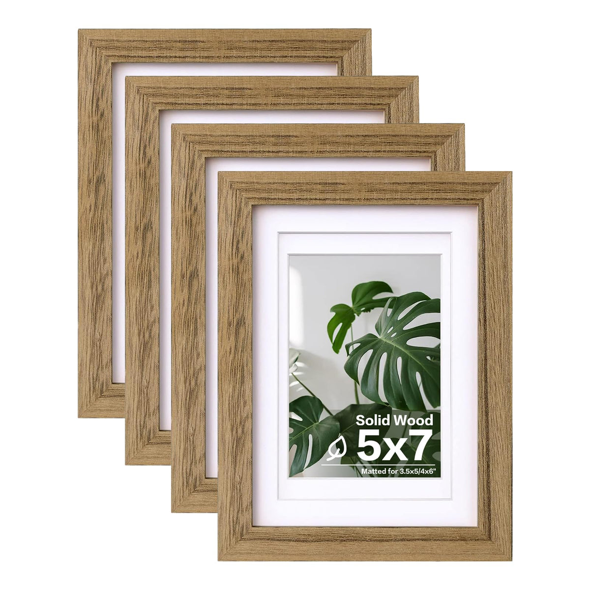 Egofine 11x14 Picture Frames 4 Pack Display Pictures 5x7/8x10 with Mat or 11x14 Without Mat Made of Solid Wood Covered by Plexiglass for Table Top Display and Wall Mounting Photo Frame, Light Brown