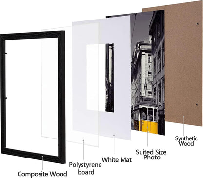 eletecpro 8x10 Picture Frames, Acrylic Cover, Black, Set of 10