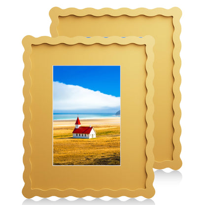 5x7 Wavy Picture Frame with 4x6 Mat, 5 x 7 Wood Frame, Real Glass