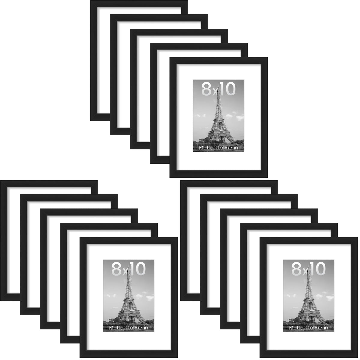 upsimples 8x10 Picture Frames, Gallery Wall Frames Set of 5, Black