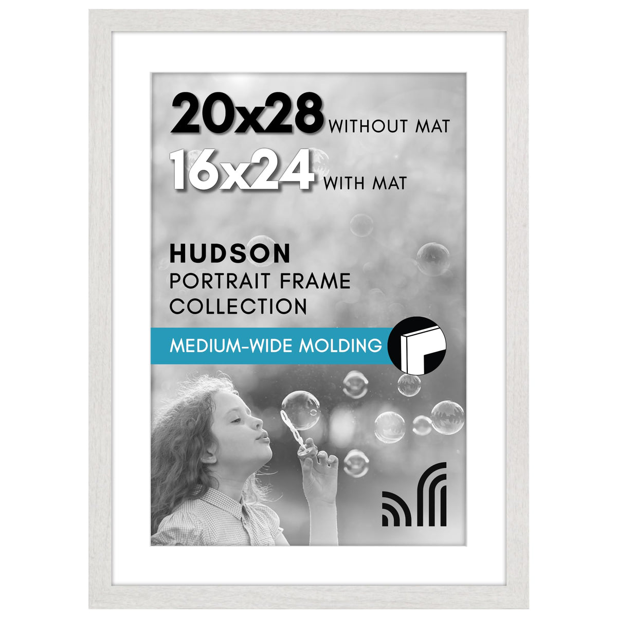 Americanflat 22x28 Poster Frame - Matted to 18x24 - Engineered Wood - Black