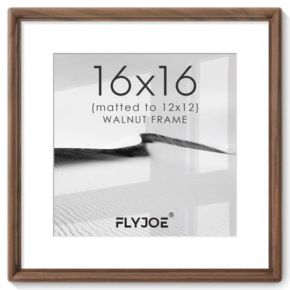 FLYJOE 11x14 Picture Frame, Solid Walnut Wood Frame with Mat for 8x10 Photo