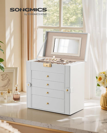 SONGMICS 5-Layer Jewelry Box Organizer with 4 Drawers, Lock and Mirror