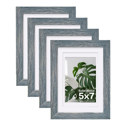 Egofine 8x10 Picture Frames Set of 4, Made of Solid Wood Covered by Plexiglass 4x6 and 5x7 with Mat or 8x10 without Mat, for Table Top Display and Wall Mounting Photo Frame White
