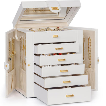 AKOZLIN 6-Tier Jewelry Box Organizer 5 Drawers Storage Black Regular