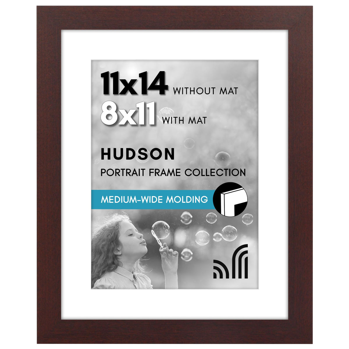 Americanflat 22x28 Poster Frame - Matted to 18x24 - Engineered Wood - Black