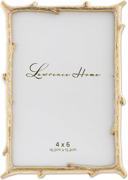 Lawrence Frames 4x6 Gold Metal Natural Branch Design Picture Frame