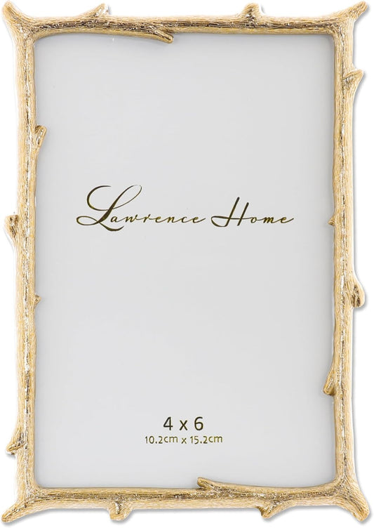 Lawrence Frames 4x6 Gold Metal Natural Branch Design Picture Frame