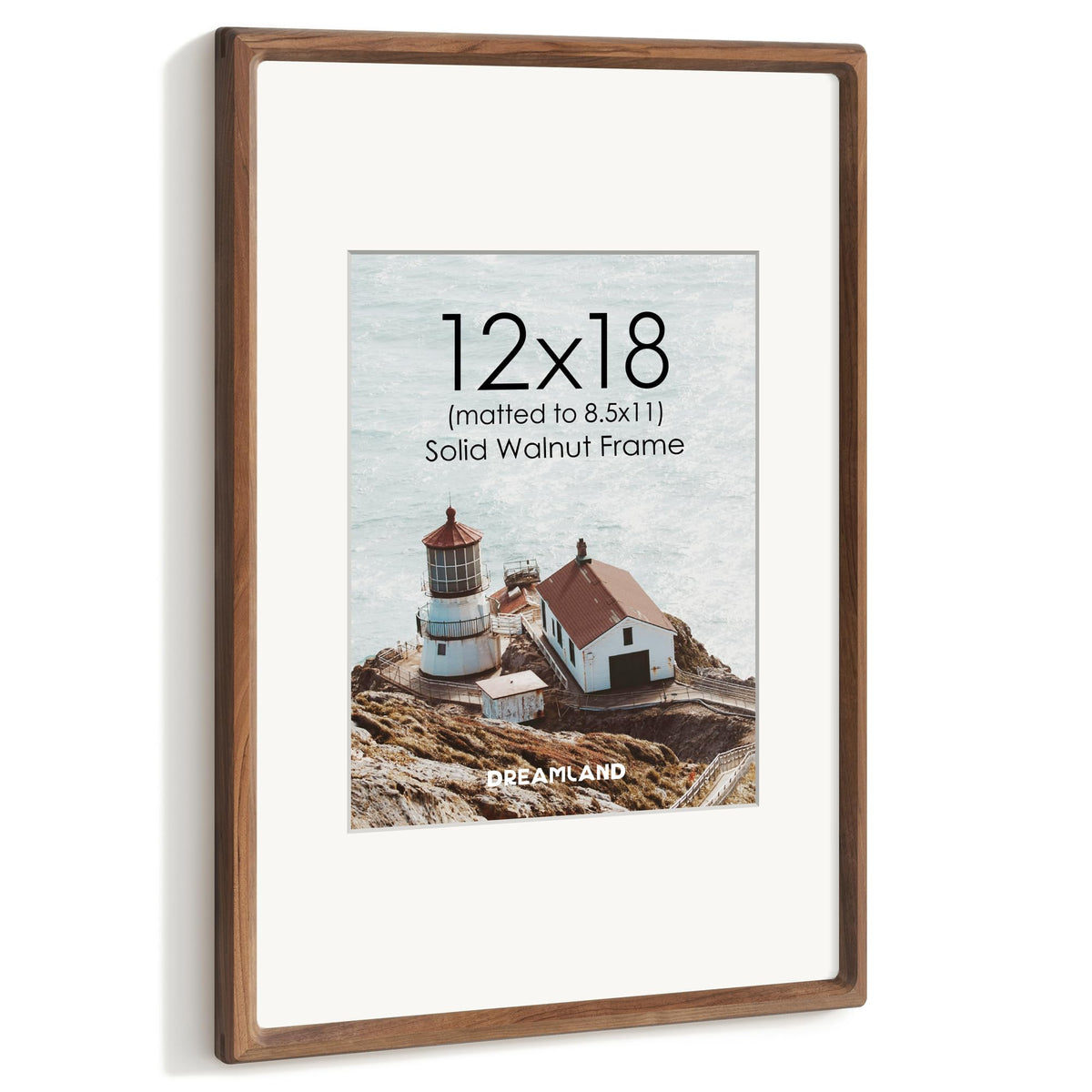 Dreamland 8x10 Picture Frame, USA-Sourced Oak Wood Photo Frames with HD Tempered Glass, 8 x 10 Wooden Frame Matted to 5 x 7, 8x10 Frames Handcrafted Rounded Corner for Tabletop or Wall Display