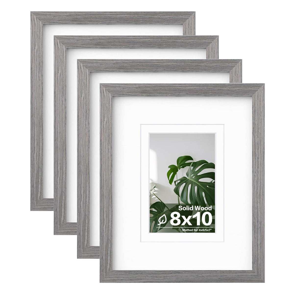 Egofine 8x10 Picture Frames Set of 4, Made of Solid Wood Covered by Plexiglass 4x6 and 5x7 with Mat or 8x10 without Mat, for Table Top Display and Wall Mounting Photo Frame White