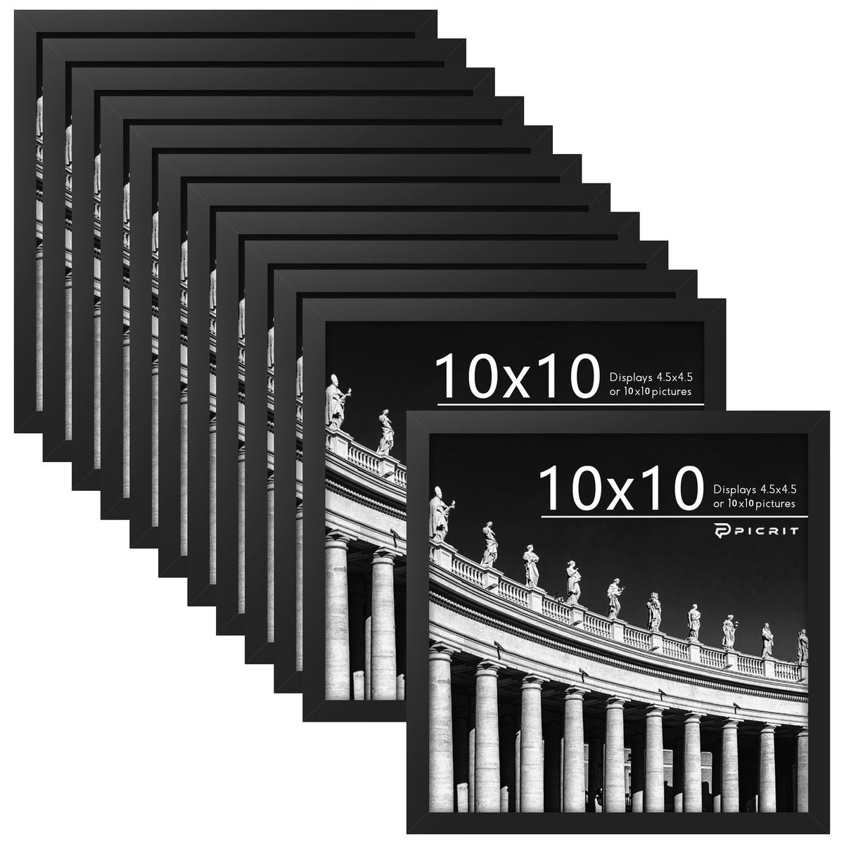 Picrit 8x10 Picture Frame Set of 12, Modern Gallery Wall Frames, Black