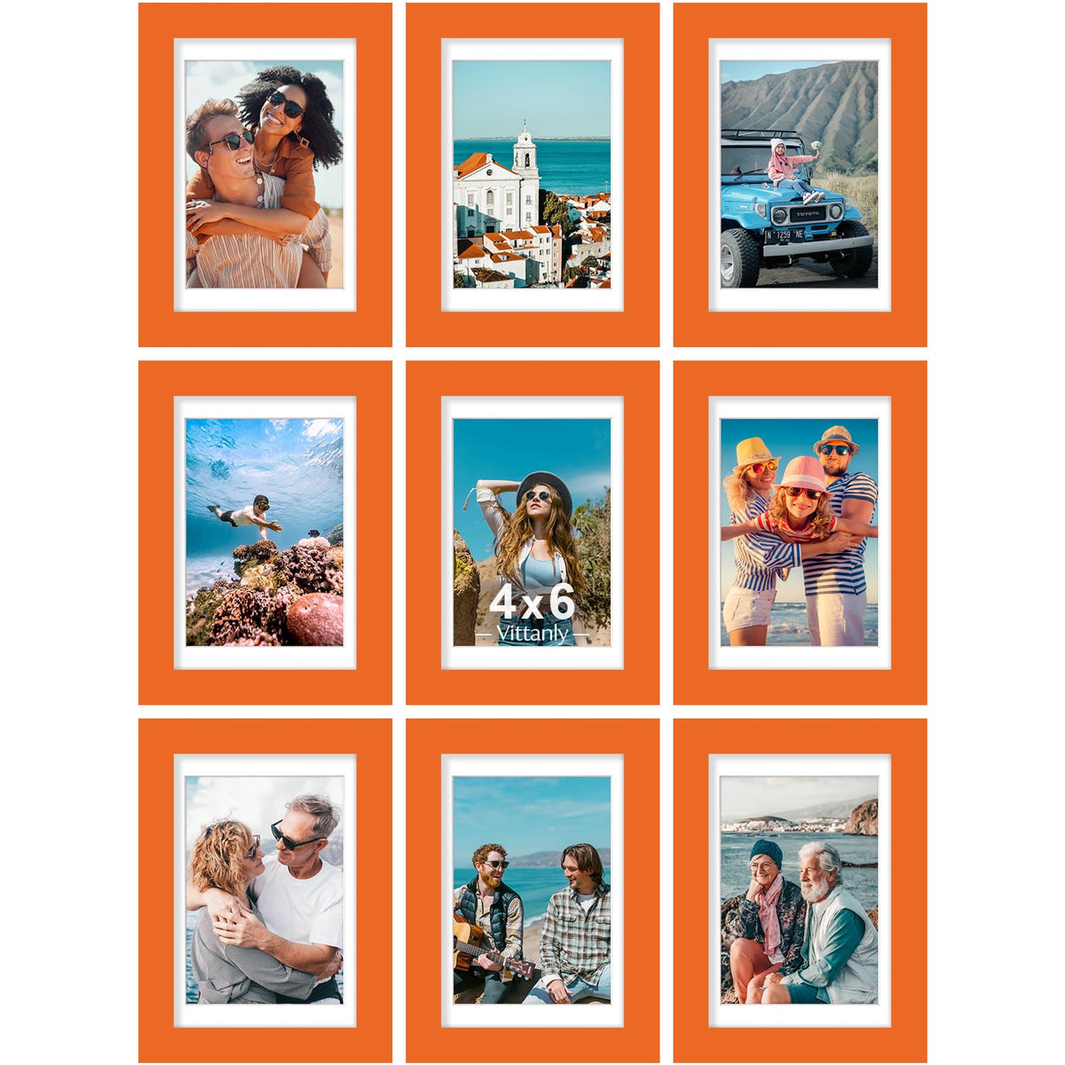 Vittanly 8x10 Picture Frames Set of 9 for Wall or Tabletop Display, Black