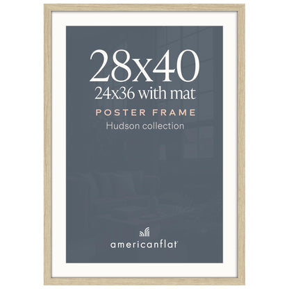 Americanflat 22x28 Poster Frame - Matted to 18x24 - Engineered Wood - Black