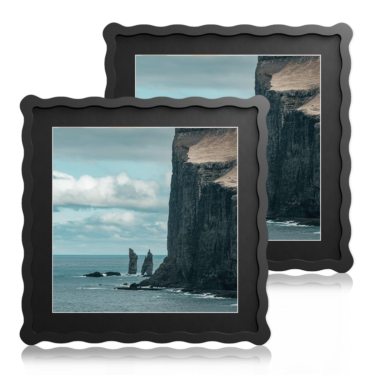 5x7 Wavy Picture Frame with 4x6 Mat, 5 x 7 Wood Frame, Real Glass