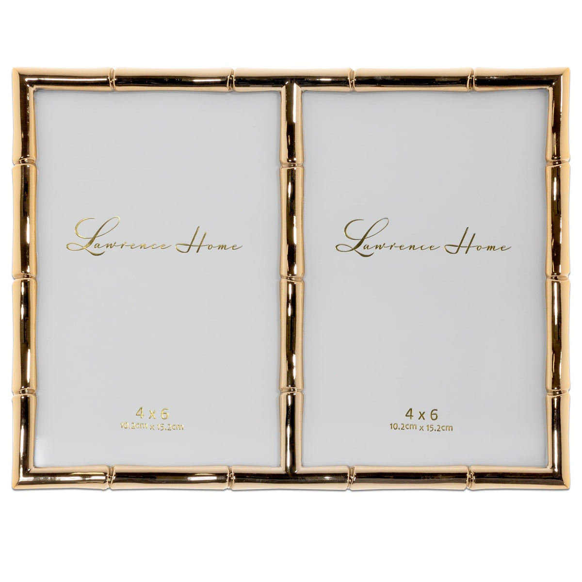 Lawrence 712246 4-Inch W x 6-Inch H Gold Metal Picture Frame with Bamboo Design