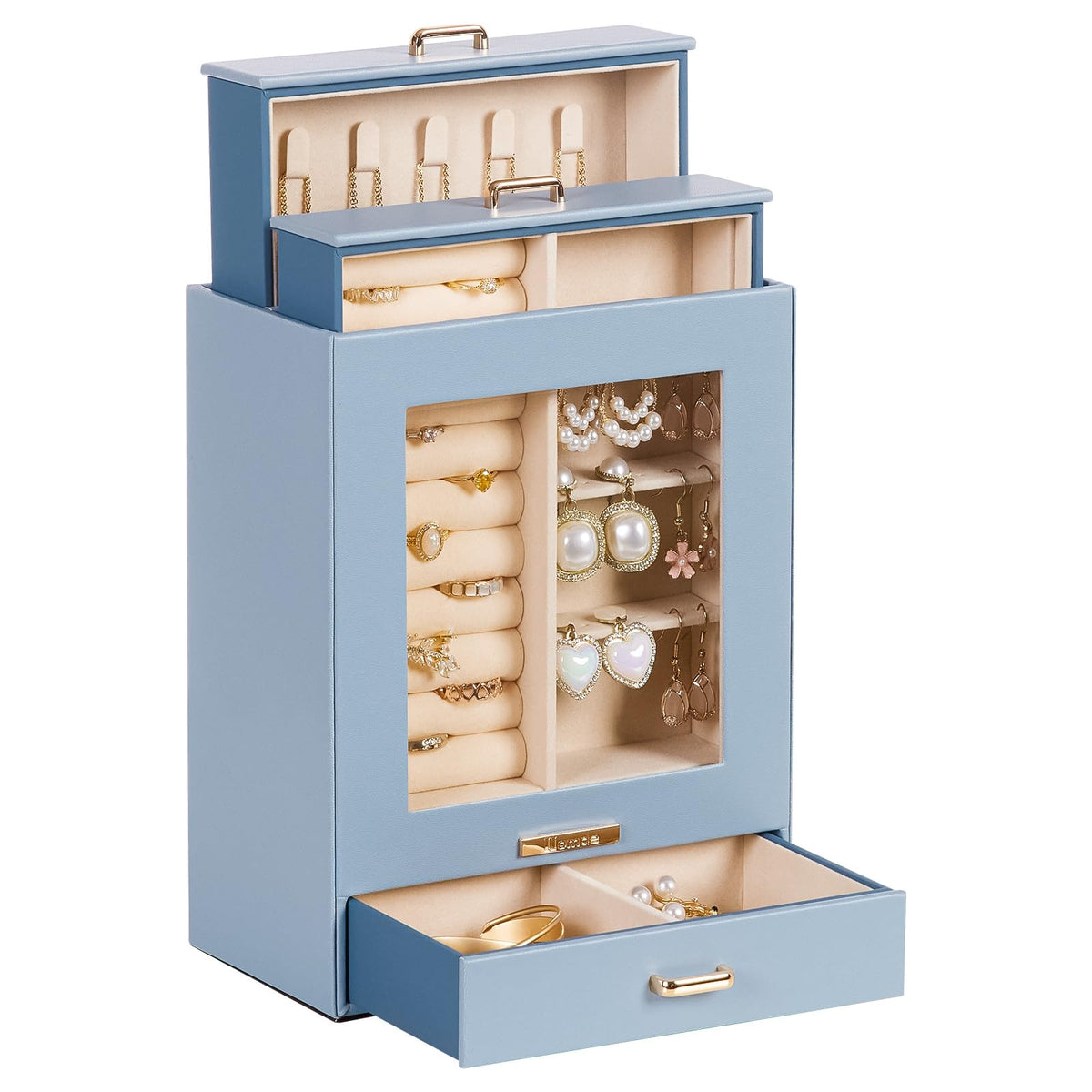 Homde Display Jewelry Box for Girls: Starter Organizer with Clear Window